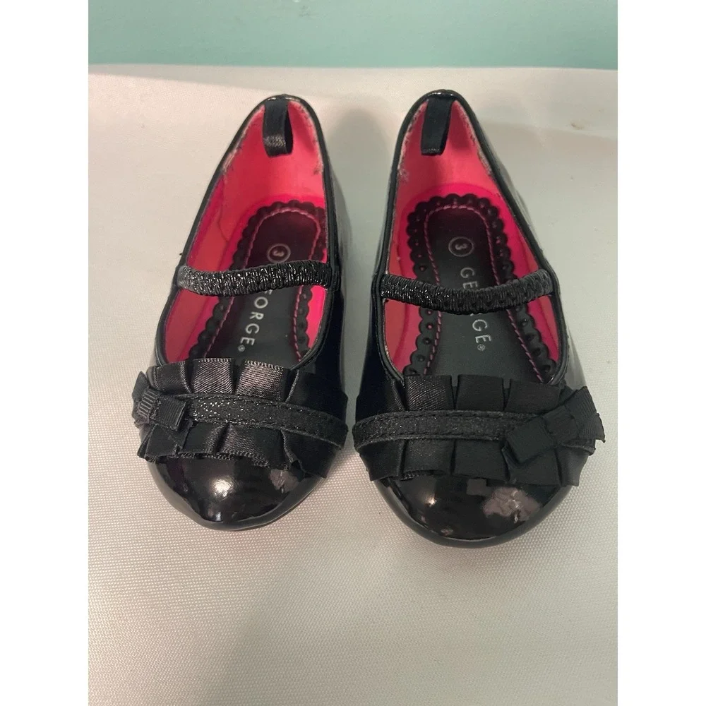 George's Black Toddler‎ Girls' Dress Shoes – Size 3 Patent Leather
